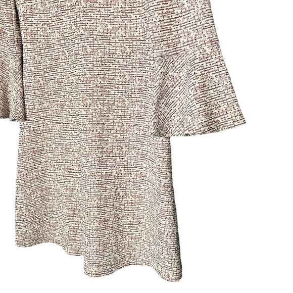 Maeve Dress Tweed Bell Sleeve Retro Sheath Cream & Red Mini Mod Dress Size Small - Picture 7 of 13